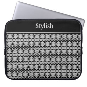 Funda Para Portátil Patrón elegante en gris negro y plata