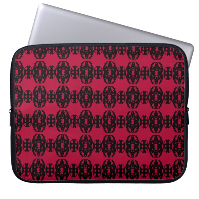 Funda Para Portátil Patrón elegante moderno negro y rojo (Frente)