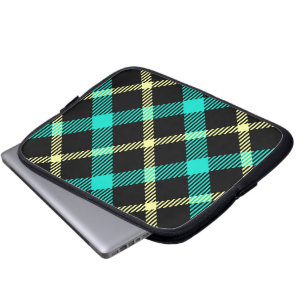 Funda Para Portátil patrón escocés tartán amarillo turquesa