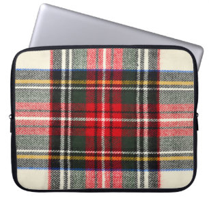 Funda Para Portátil Patrón escocés tartán. Lana roja y blanca