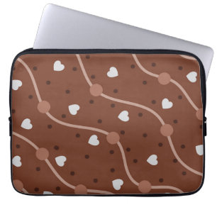 Funda Para Portátil Patrón espinoso de corazón de chocolate oscuro