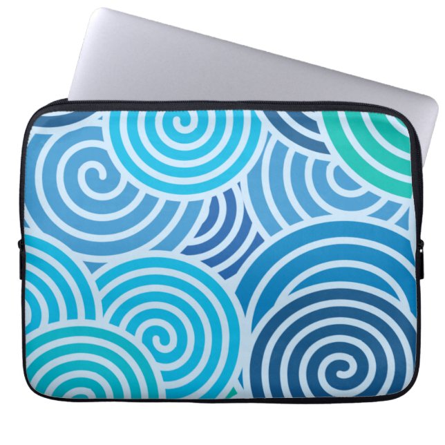 Funda Para Portátil Patrón espiral azul moderno (Frente)