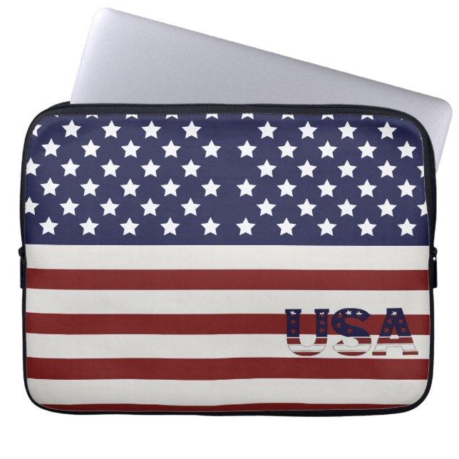 Funda Para Portátil Patrón estadounidense de bandera de Estados Unidos (Frente)