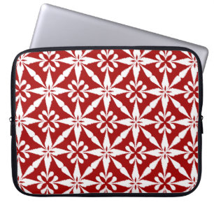 Funda Para Portátil Patrón Estrella Ikat - Blanco y rojo oscuro
