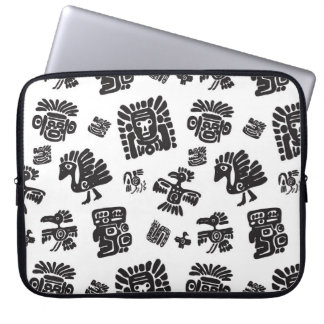 Funda Para Portátil Patrón étnico blanco-negro maya