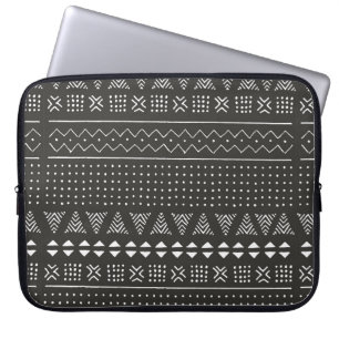 Funda Para Portátil Patrón étnico tribal blanco y negro con geométrica