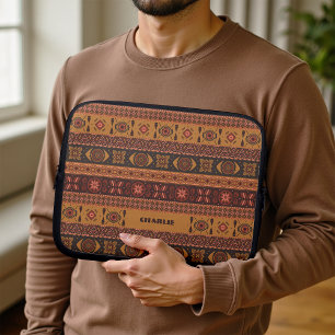 Funda Para Portátil Patrón Étnico Tribal Boho de Terracota Tradicional