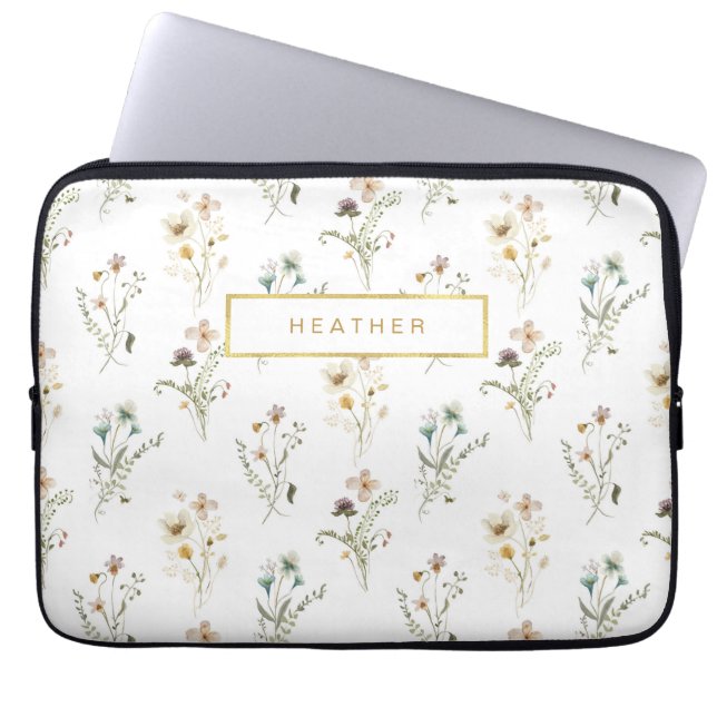 Funda Para Portátil Patrón floral (Frente)