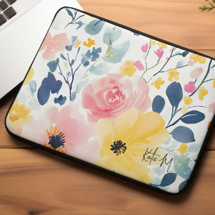 Funda Para Portátil Patrón floral acuático moderno