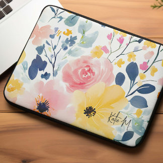 Funda Para Portátil Patrón floral acuático moderno
