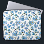 Funda Para Portátil Patrón floral azul acuarela. Flores cortas<br><div class="desc">Manga de portátil con motivos florales de color azul acuático.</div>