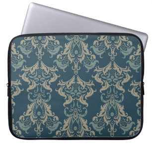 Funda Para Portátil Patrón floral barroco. decoración floral clásica.