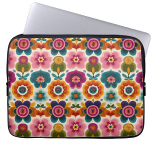 Funda Para Portátil Patrón floral bohemio de arte folclórico colorido