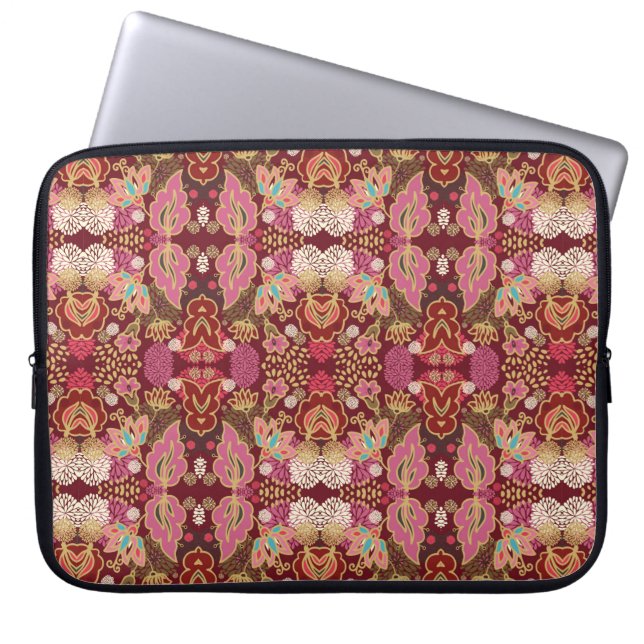 Funda Para Portátil Patrón floral caótico y decorativo impecable (Frente)
