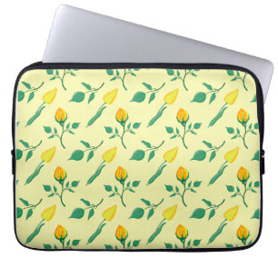 Funda Para Portátil Patrón floral con flores amarillas de rosa y tulip