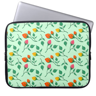 Funda Para Portátil Patrón floral con flores subió de color