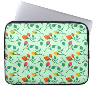 Funda Para Portátil Patrón floral con flores subió de color