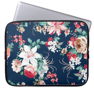 Funda Para Portátil Patrón floral con rosas y flores pequeñas con v