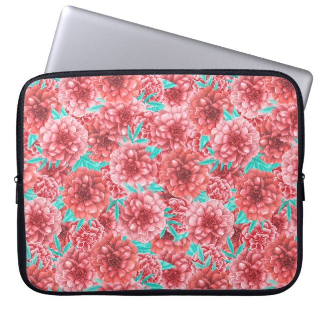 Funda Para Portátil Patrón floral coral (Frente)