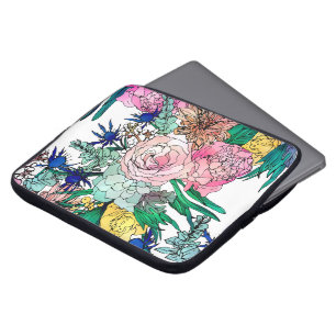 Funda Para Portátil Patrón floral de color de agua elegante