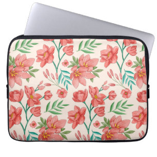 Funda Para Portátil Patrón floral de color de agua pintado a mano-5409