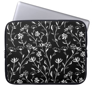 Funda Para Portátil Patrón floral de contorno inmaculado. Dibujo de ma