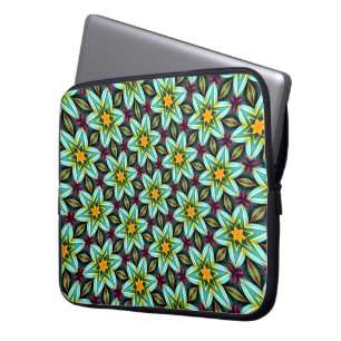 Funda Para Portátil Patrón floral de estrellas verdes