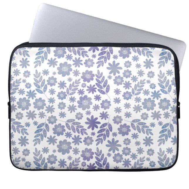 Funda Para Portátil Patrón floral de gris y lavanda (Frente)