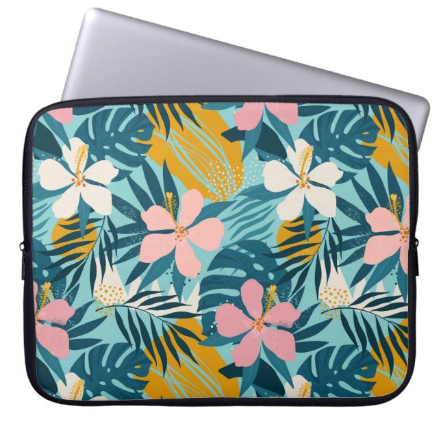 Funda Para Portátil Patrón floral de Hibiscus tropical (Frente)