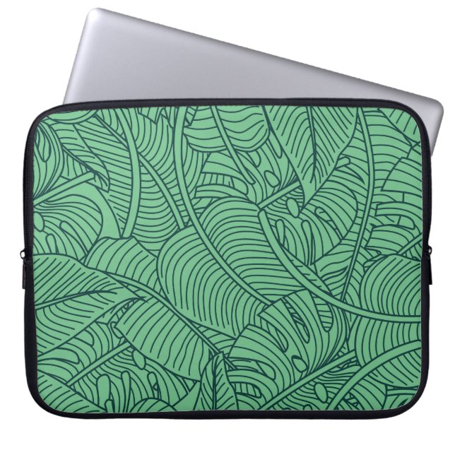 Funda Para Portátil Patrón floral de hojas tropicales (Frente)