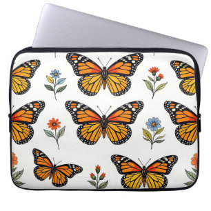 Funda Para Portátil Patrón Floral de Mariposa Monarca