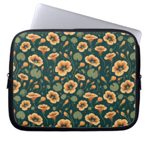 Funda Para Portátil Patrón floral de nasturcio vibrante
