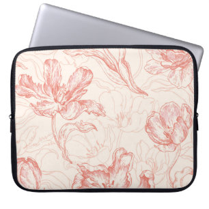 Funda Para Portátil Patrón floral de tulipán vintage