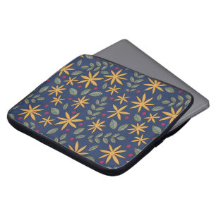 Funda Para Portátil Patrón Floral Dorado Diseño Botánico