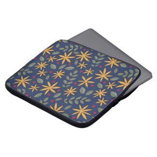 Funda Para Portátil Patrón Floral Dorado Diseño Botánico