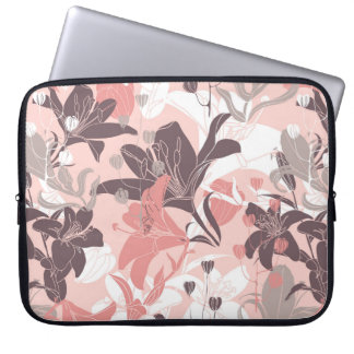 Funda Para Portátil patrón floral inmaculado. Diseño de cortinas. M