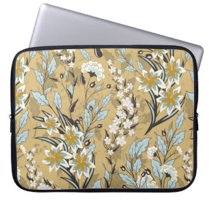 Funda Para Portátil Patrón floral inmaculado en el fondo negro