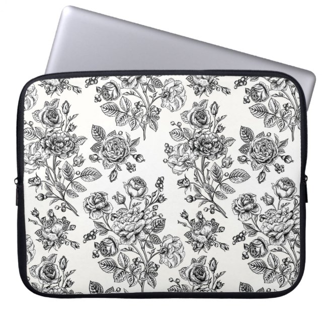 Funda Para Portátil Patrón floral Rosa de época (Frente)