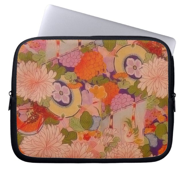 Funda Para Portátil Patrón floral rosa de la flor de Kimono (Frente)