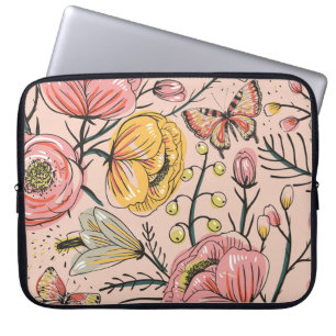 Funda Para Portátil patrón floral sin costuras con flores vintage y