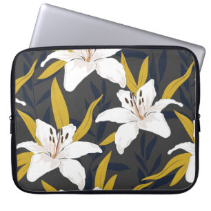 Funda Para Portátil Patrón floral sin costuras. Flores de lirio con