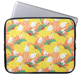 Funda Para Portátil Patrón floral sin costuras. Fondo con mano