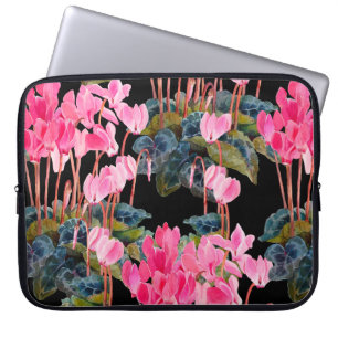 Funda Para Portátil Patrón floral sin fisuras. Ciclamo rosa aislado en