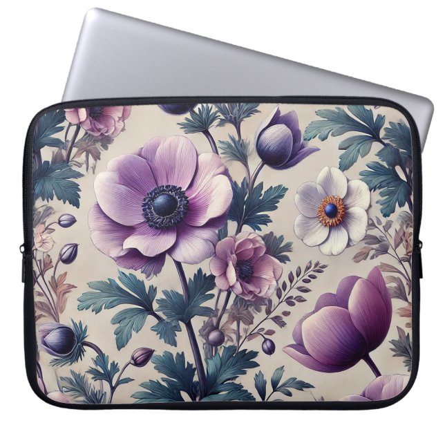 Funda Para Portátil patrón floral sin fisuras con anémona hermosa (Frente)
