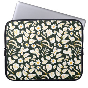 Funda Para Portátil Patrón floral sin fisuras con mariposas e insectos