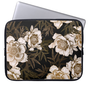 Funda Para Portátil Patrón floral sin fisuras. Flores de jardín peonía