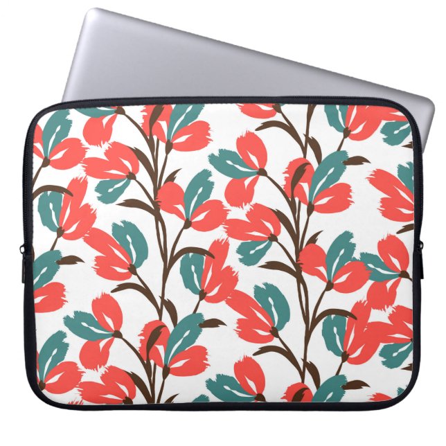 Funda Para Portátil Patrón floral sin fisuras. Fondo florido y cuidado (Frente)