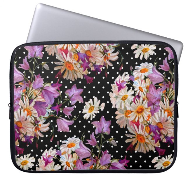 Funda Para Portátil Patrón floral sin foco. Bouquet de flores silvestr (Frente)