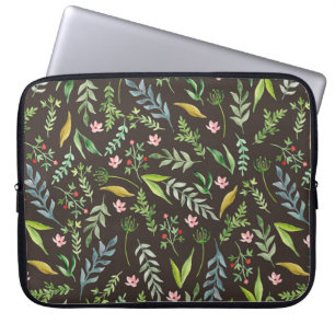 Funda Para Portátil Patrón floral sin foco. Dibujo a mano de acuarela