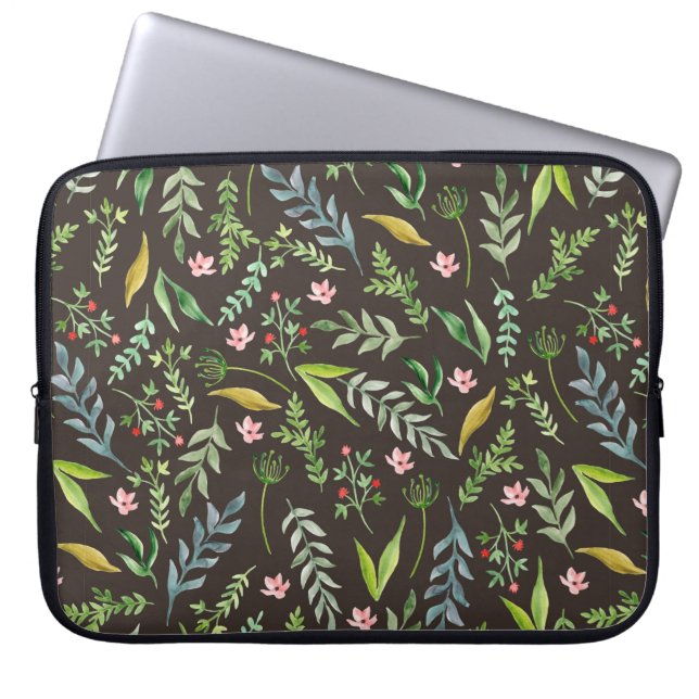 Funda Para Portátil Patrón floral sin foco. Dibujo a mano de acuarela (Frente)